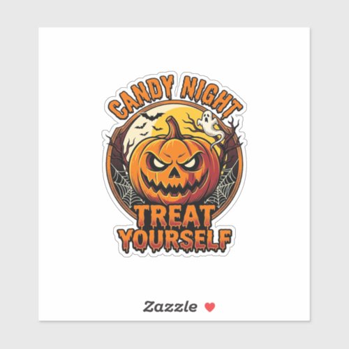 Vintage Halloween Pumpkin Treat Yourself Shirt_1 Sticker