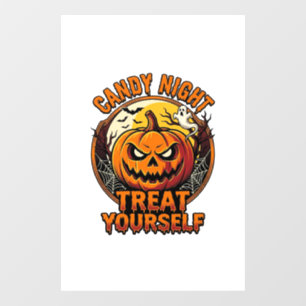Vintage Halloween Pumpkin Treat Yourself Shirt_1 Window Cling