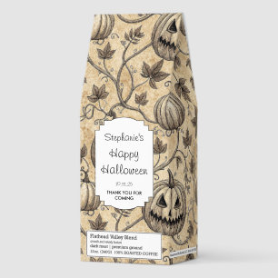 Vintage Halloween Pumpkin Vine Pattern Roasted Coffee