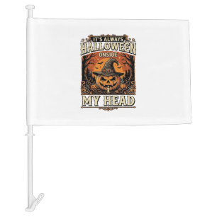 Vintage Halloween Pumpkin Witch Hat Shirt Design_1 Car Flag