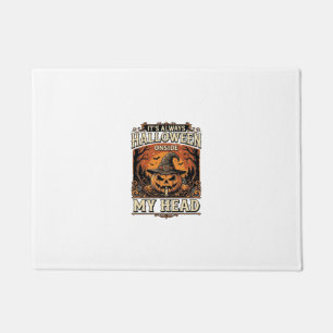 Vintage Halloween Pumpkin Witch Hat Shirt Design_1 Doormat