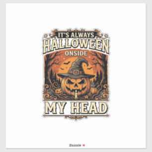 Vintage Halloween Pumpkin Witch Hat Shirt Design_1 Sticker