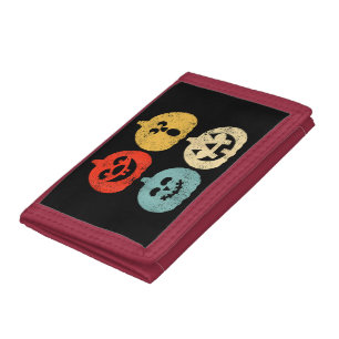 Vintage Halloween Pumpkin Women, Men, Kids, Funny Tri-fold Wallet