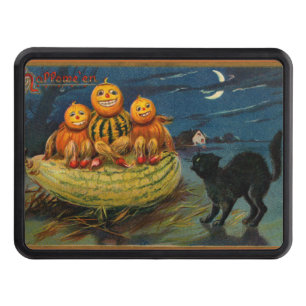 Vintage Halloween Pumpkins Black Cat Hitch Cover