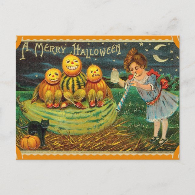Vintage Halloween Pumpkins Card (Front)