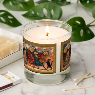 Vintage Halloween Pumpkins Devils and Witches Scented Candle