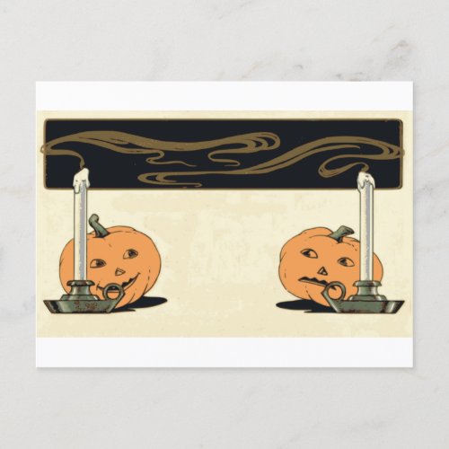 Vintage Halloween Pumpkins Holiday Postcard