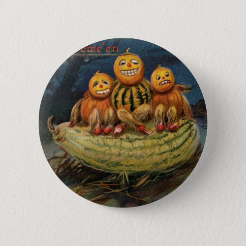 Vintage Halloween Pumpkins Pinback Button