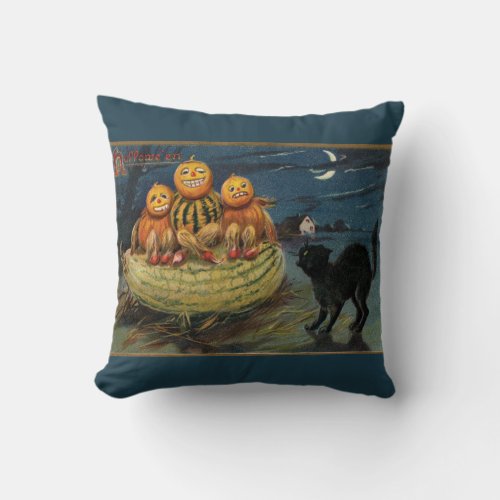 Vintage Halloween Pumpkins Throw Pillow