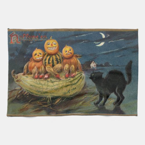 Vintage Halloween Pumpkins Towel