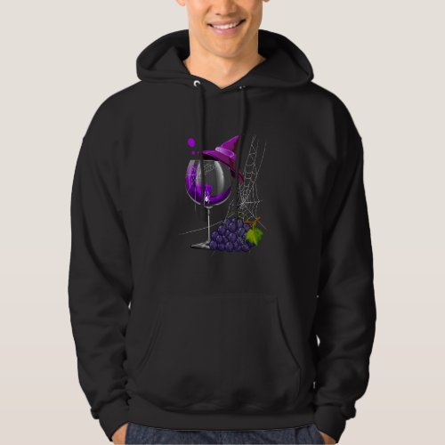 Vintage Halloween Purple Grape Wine Glass Witch Ha Hoodie