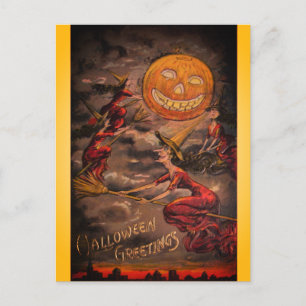Vintage Halloween Rare Funny Illustration Postcard