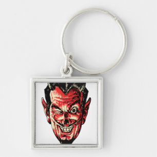 Vintage Halloween Red Devil Head Keychain