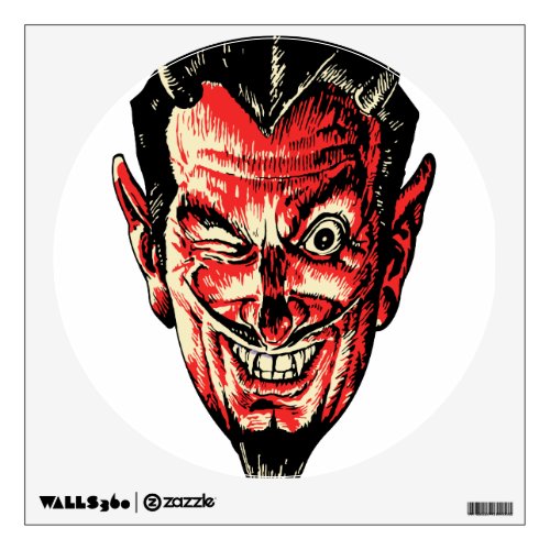 Vintage Halloween Red Devil Head Wall Sticker