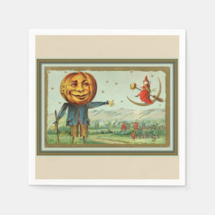 Vintage Halloween Scarecrow and Witch Paper Napkins