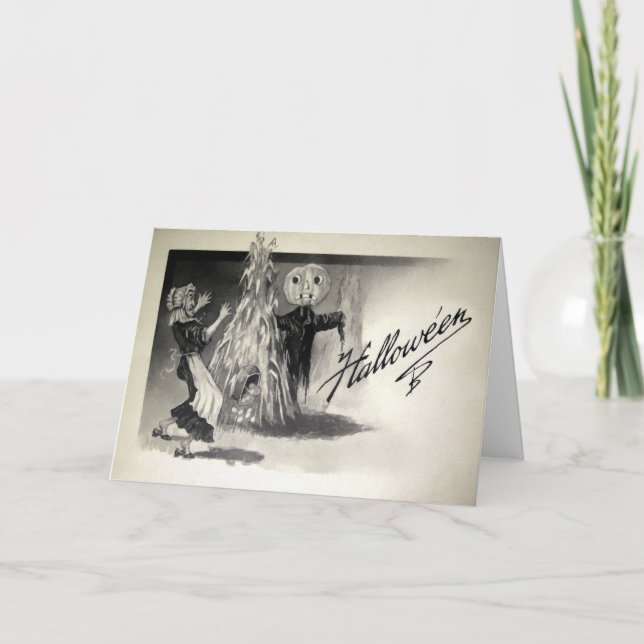 Vintage Halloween Scarecrow Card    (Front)