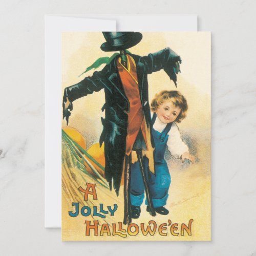 Vintage Halloween Scarecrow Ellen Clapsaddle Party Invitation