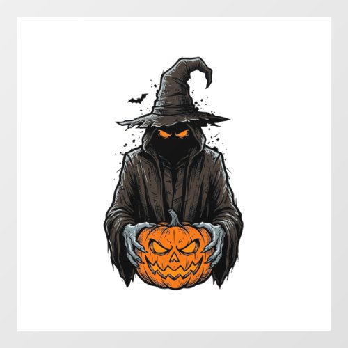 Vintage Halloween Scarecrow Pumpkin Shirt Design_1 Window Cling