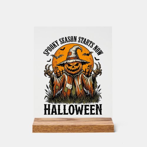 Vintage Halloween Scarecrow Pumpkin Witch Shirt_1 Acrylic Sign