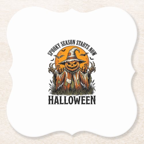 Vintage Halloween Scarecrow Pumpkin Witch Shirt_1 Paper Coaster