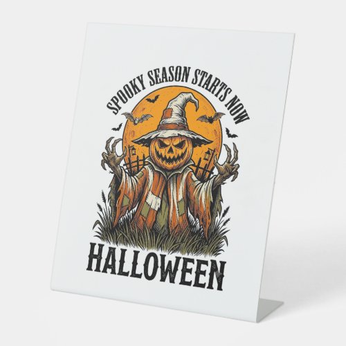 Vintage Halloween Scarecrow Pumpkin Witch Shirt_1 Pedestal Sign