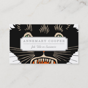 Vintage Halloween Scared Black Cat Business Card