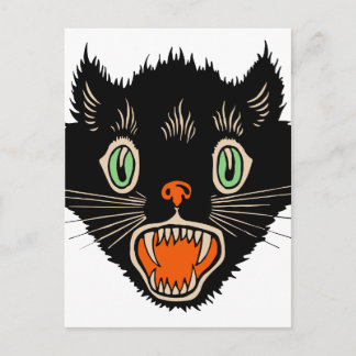 Vintage Halloween Scared Black Cat Postcard