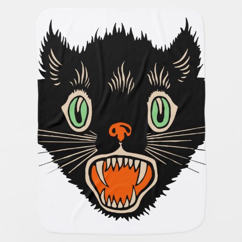 Vintage Halloween Scared Black Cat Receiving Blanket