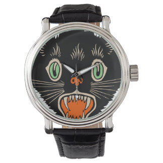 Vintage Halloween Scared Black Cat Watch
