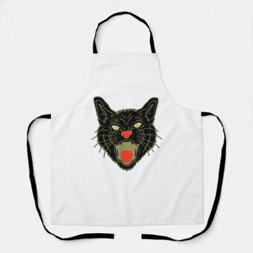 Vintage Halloween Scary Black Cat Horror  Apron