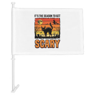 Vintage Halloween Scary Cat Witch Shirt Design_1 Car Flag