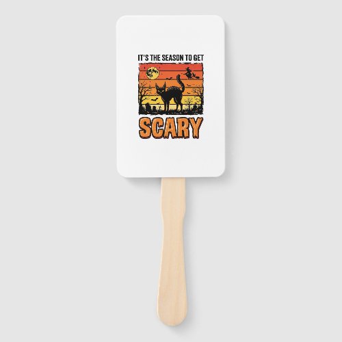 Vintage Halloween Scary Cat Witch Shirt Design_1 Hand Fan