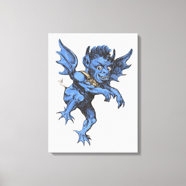Vintage Halloween, Scary Evil Gargoyle Demon Canvas Print (Front)