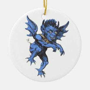 Vintage Halloween, Scary Evil Gargoyle Demon Ceramic Ornament