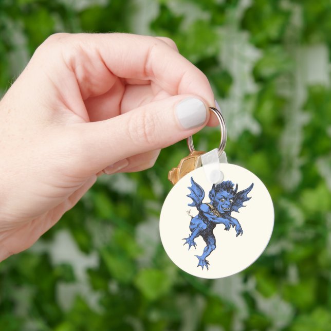 Vintage Halloween, Scary Evil Gargoyle Demon Keychain (Hand)