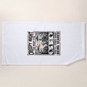Vintage Halloween Scary Fun Horror Shirt Design_1 Beach Towel