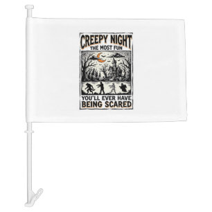 Vintage Halloween Scary Fun Horror Shirt Design_1 Car Flag