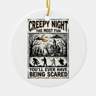 Vintage Halloween Scary Fun Horror Shirt Design_1 Ceramic Ornament