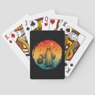 vintage halloween scary ghost pumpkin bats poker cards