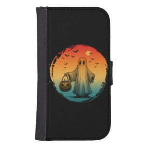 vintage halloween scary ghost pumpkin bats galaxy s4 wallet case