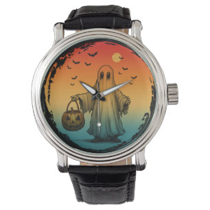 vintage halloween scary ghost pumpkin bats watch