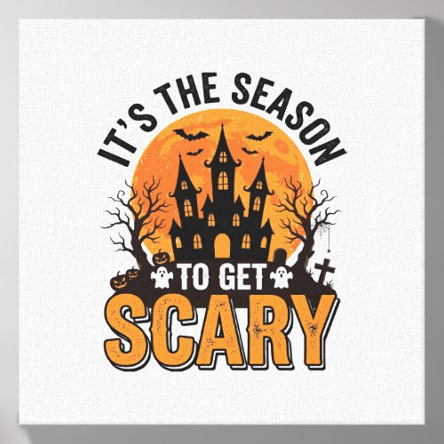 Vintage Halloween Scary Season Haunted Castle Shir Canvas Photo Tile