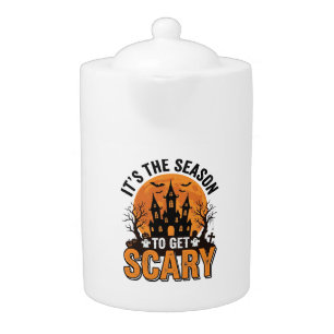 Vintage Halloween Scary Season Haunted Castle Shir Teapot