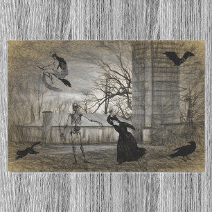 Vintage Halloween Scene Decoupage  Ephemera Tissue Paper