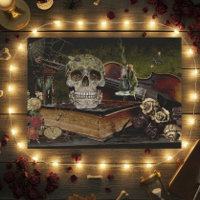 Vintage Halloween Scene Decoupage Skull Ephemera 