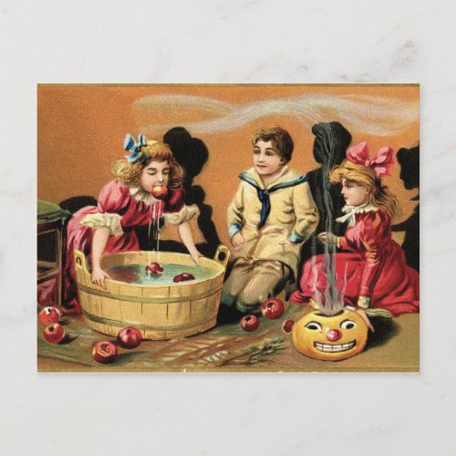 Vintage Halloween Scene Postcard