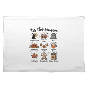 Vintage Halloween Season Checklist Shirt Design_1 Cloth Placemat