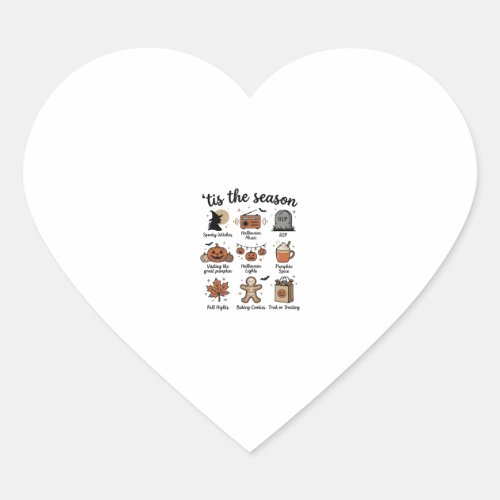 Vintage Halloween Season Checklist Shirt Design_1 Heart Sticker