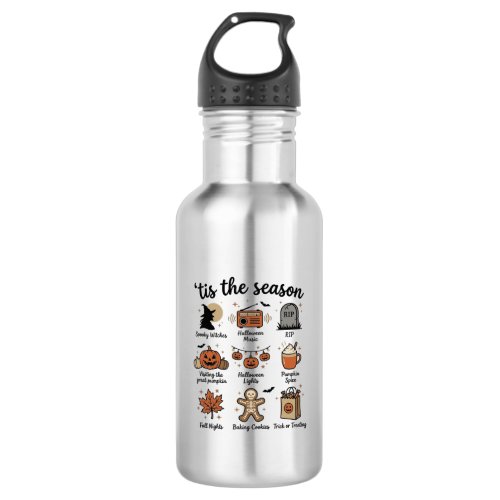 Vintage Halloween Season Checklist Shirt Design_1 Stainless Steel Water Bottle