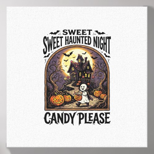 Vintage Halloween Shirt Candy Night Haunted House_ Canvas Photo Tile